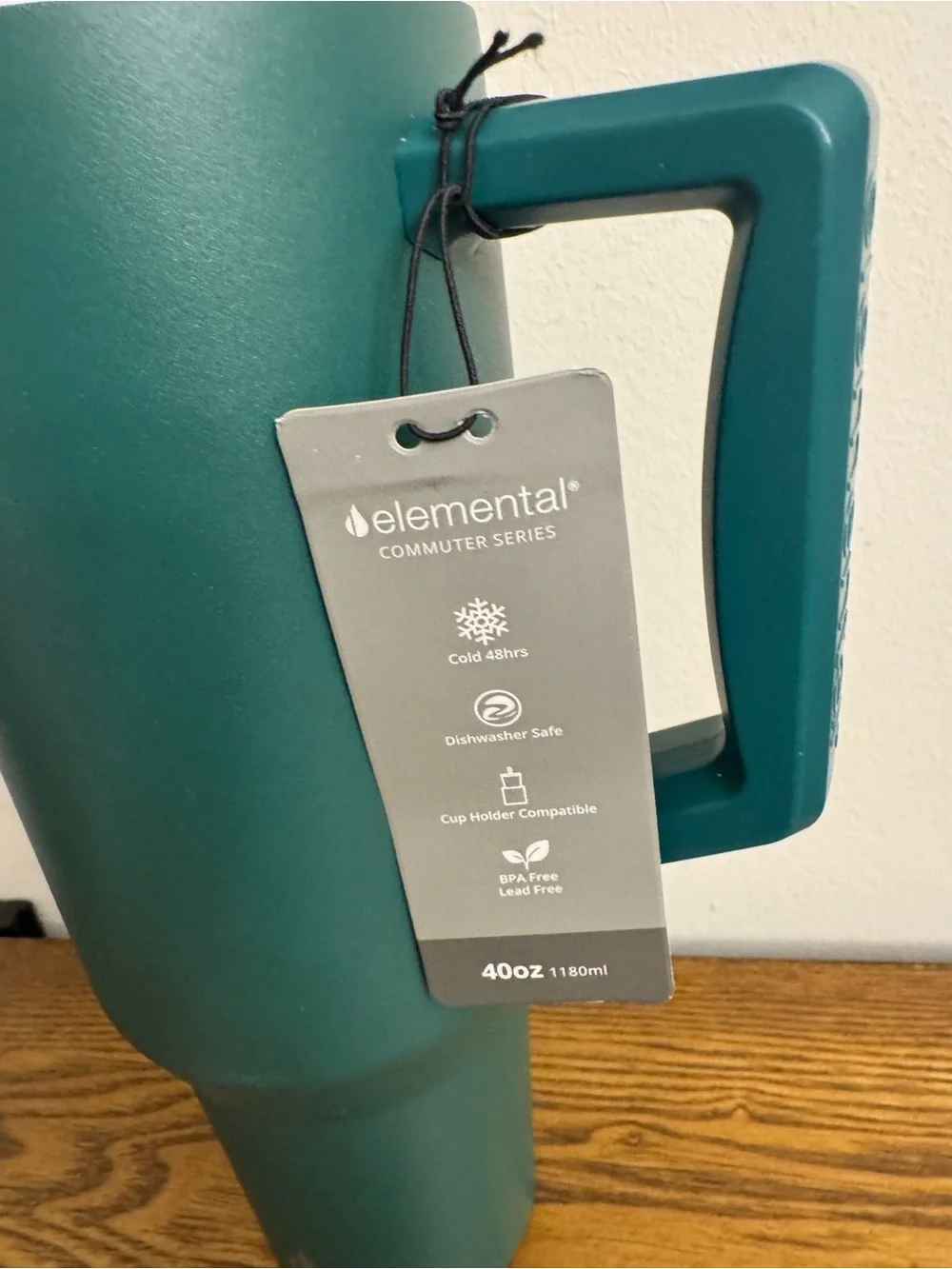 Elemental Commuter Series 40 oz Tumbler in a deep Forest Green.